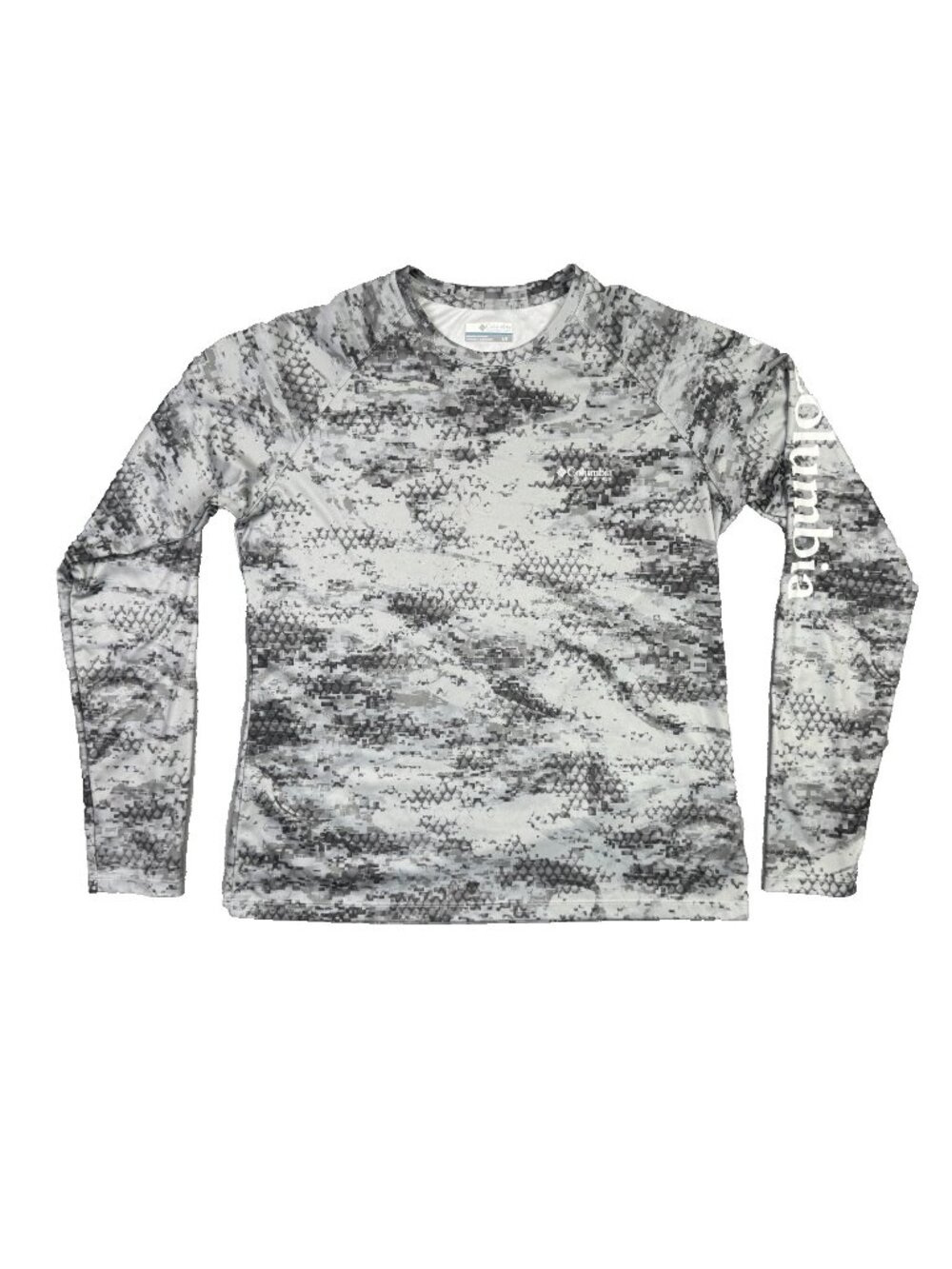 Columbia PFG T Shirt Womens Large L Gray Super Terminal Tackle Camo Fishing